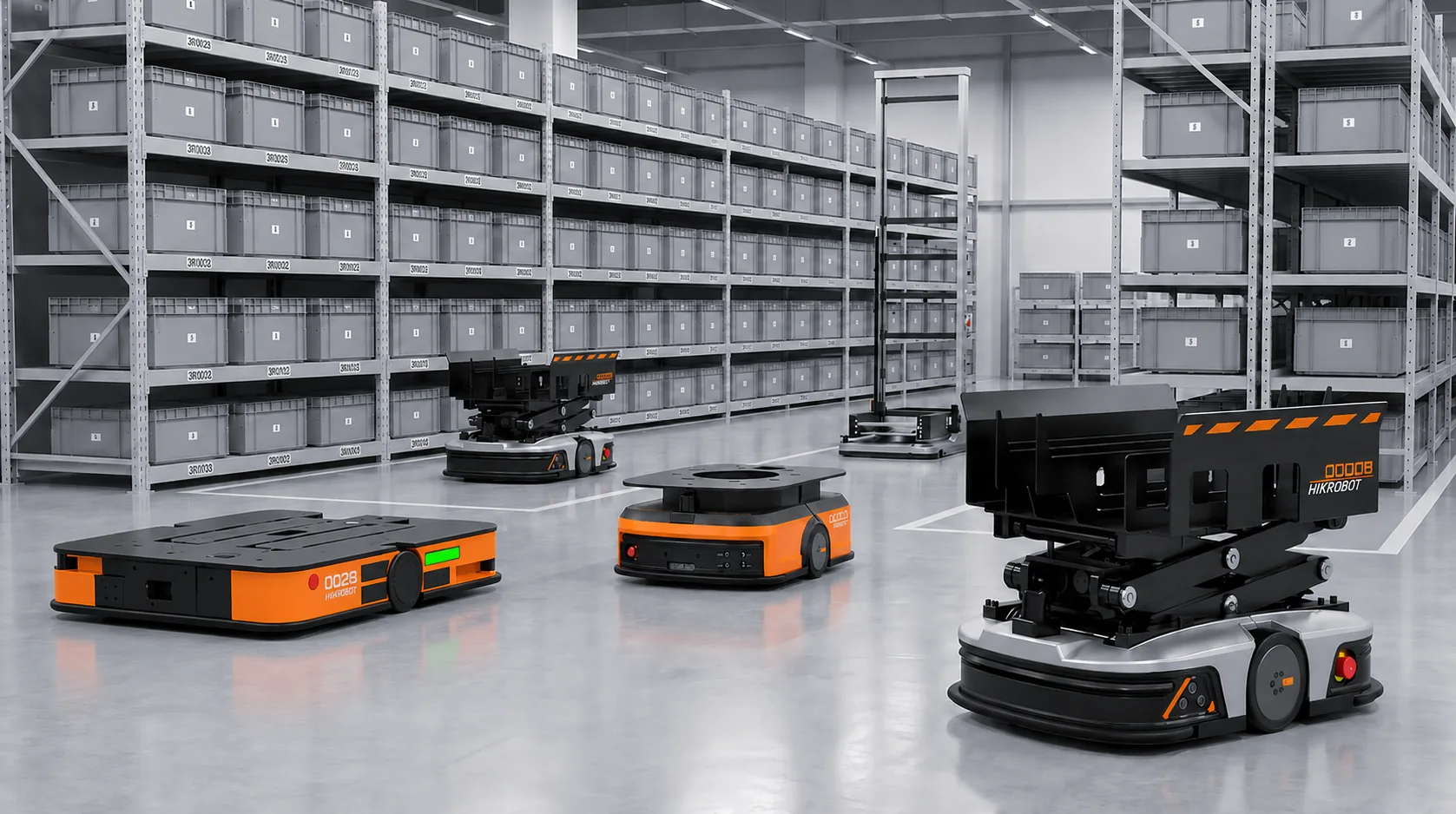 AGV 智能搬运机器人在立体仓储中流转物料